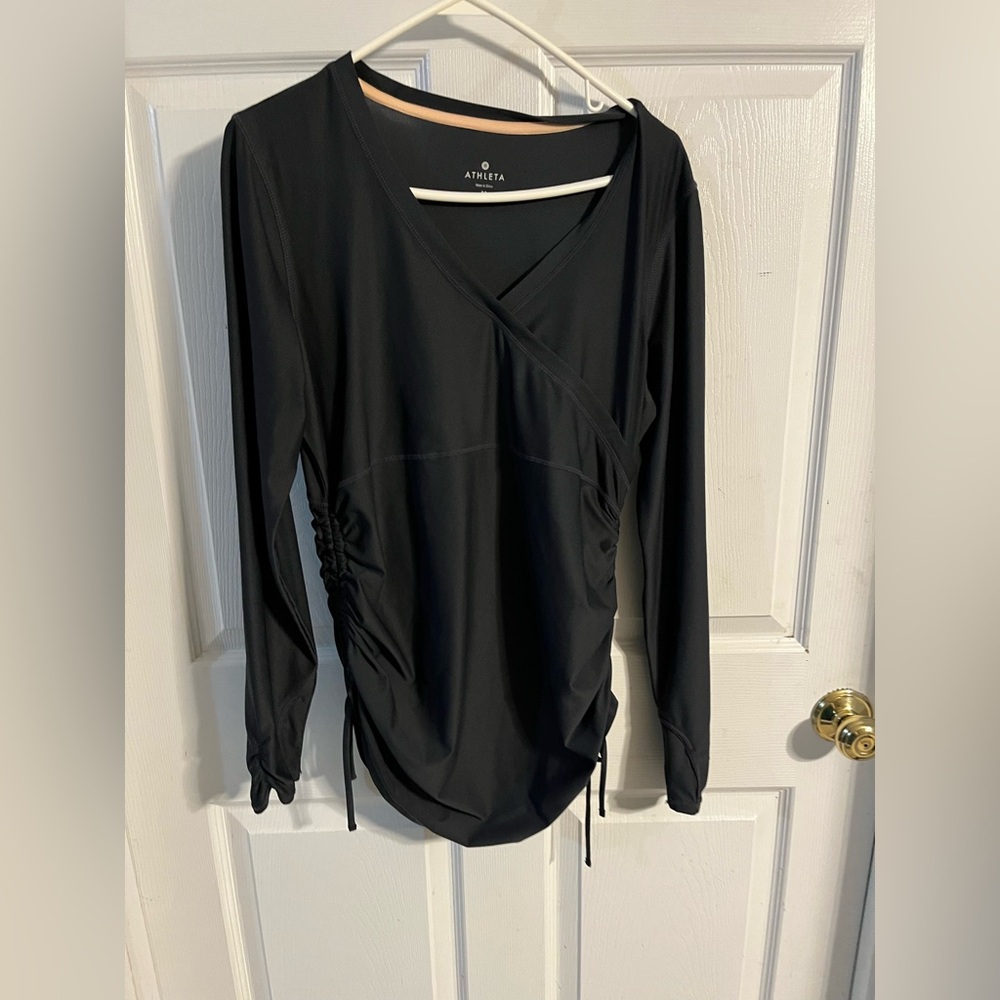 Athleta Black Wrap-Style Blouse